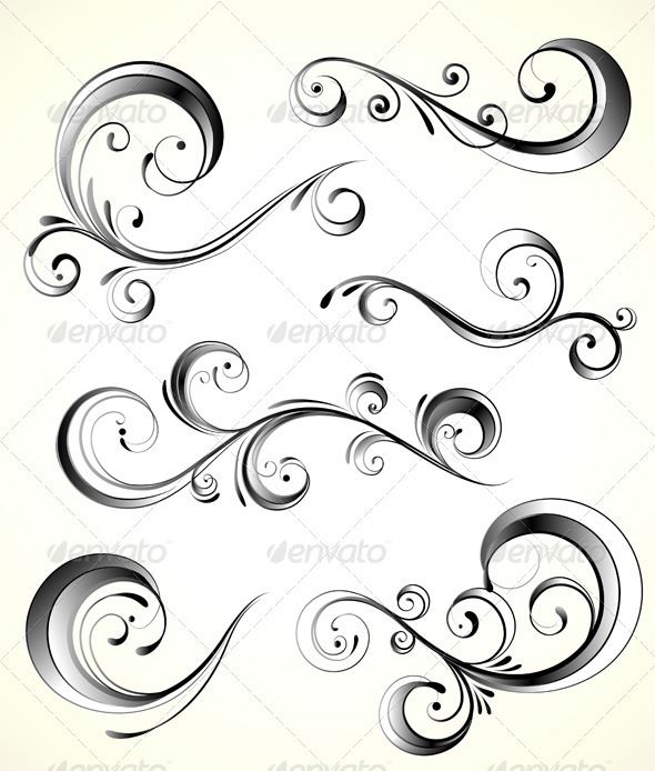 Floral Elements - Flourishes / Swirls Decorative