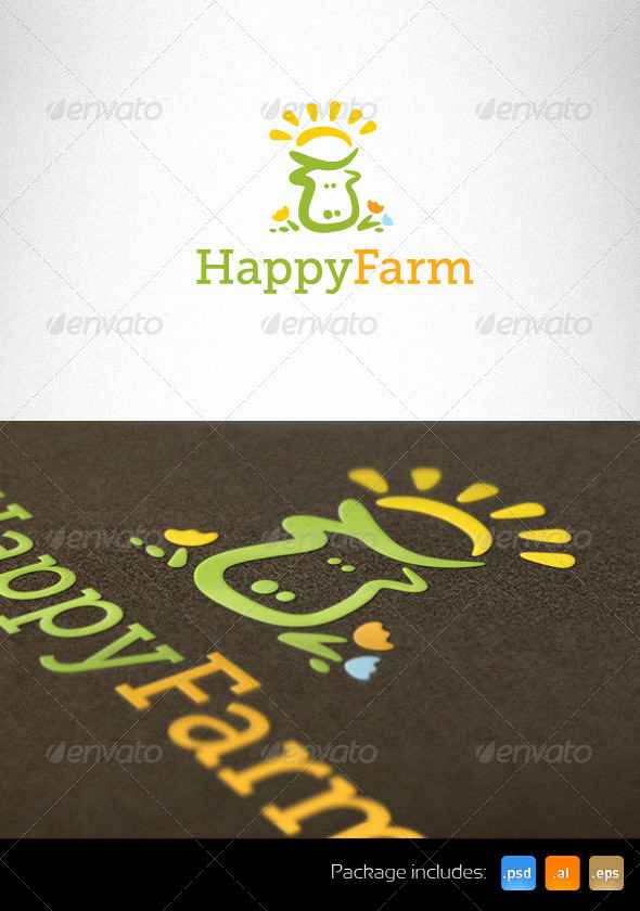 Happy Farm Natural Logo Template - Animals Logo Templates