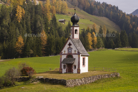 St. Johann church, Santa Maddalena, Funes Valley, Dolomites, Alto Adige, Italy, Europe