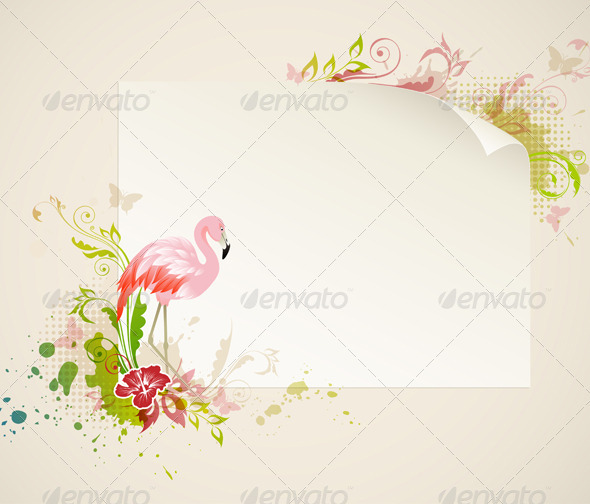 Banner with Flamingo - Animals Characters