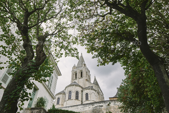 Low angle view of Collegiale Saint Ours, Loches, Loire Valley, France