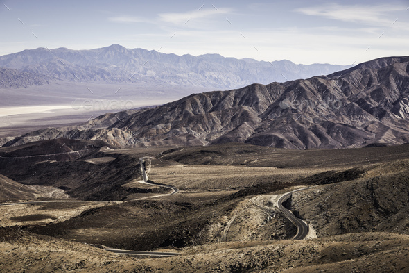 Landscape with winding road in Death Valley National Park, California, USA
