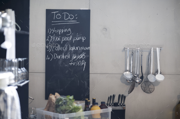 Blackboard in kitchen with list of things to do