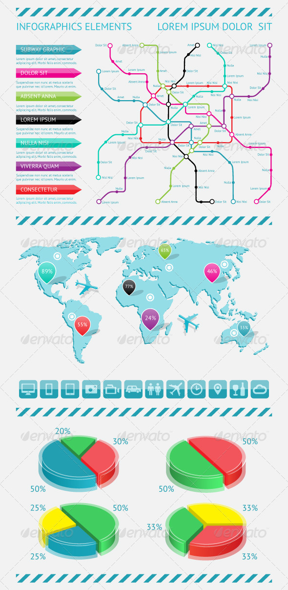 Infographics elements with world map - Infographics