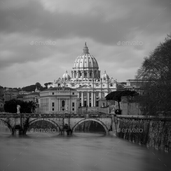 St Peter?s Basilica and river - Stock Photo - Images