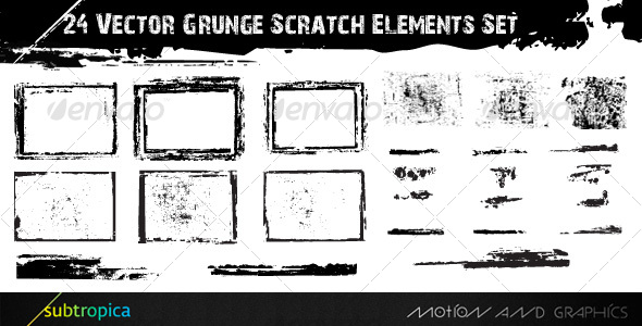 24 Vector Grunge Scratch Elements Set - Backgrounds Decorative