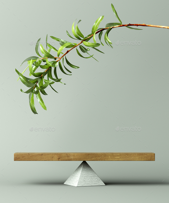 Cosmetic product presentation. Abstract composition of balance. Podium 3d illustration. - Stock Photo - Images