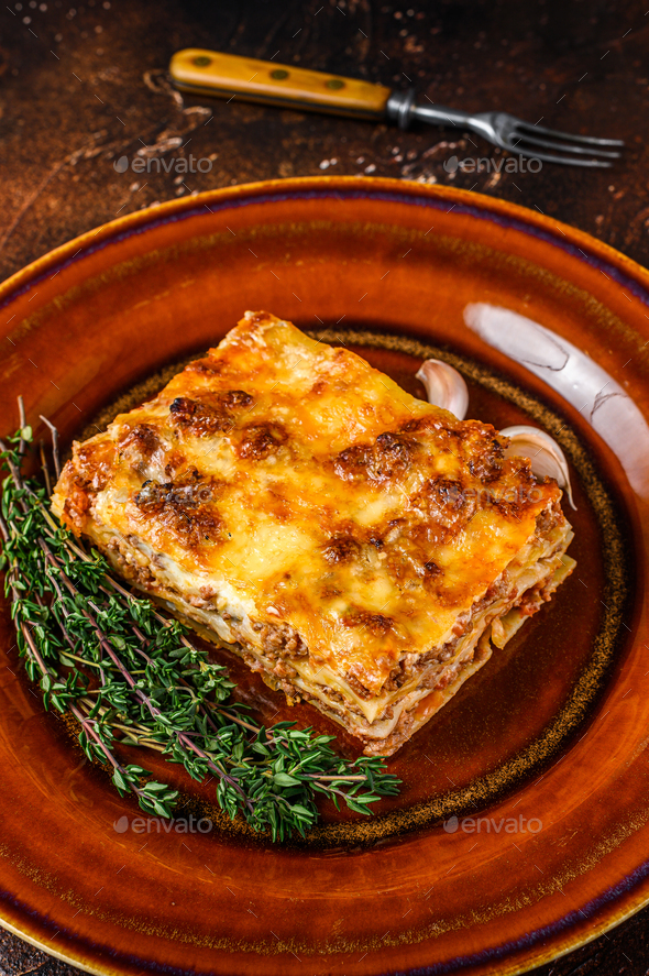 Italian Lasagne With Tomato Bolognese Sauce And Mince Beef Meat On A ...