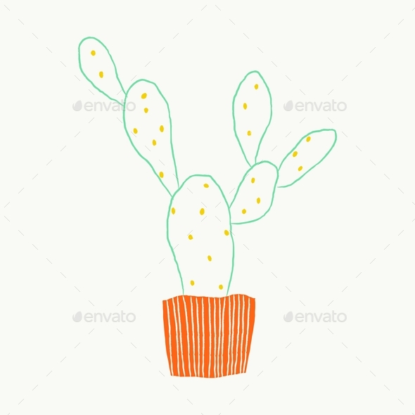 Houseplant bunny ears cactus doodle