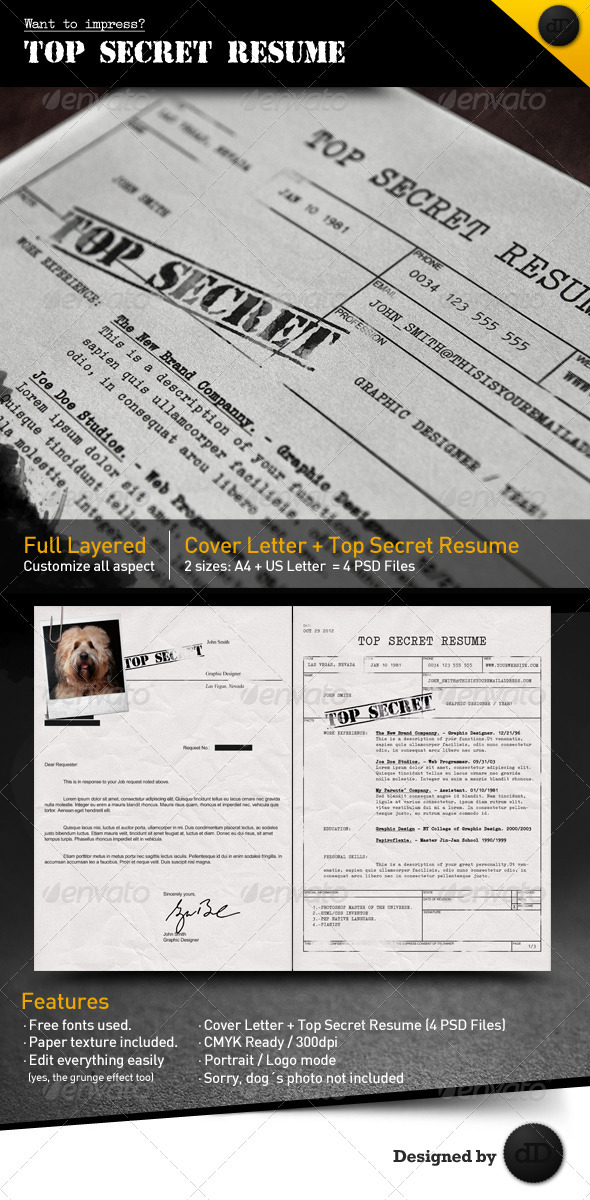 Download Top Secret Resume Cv By Dengio Graphicriver