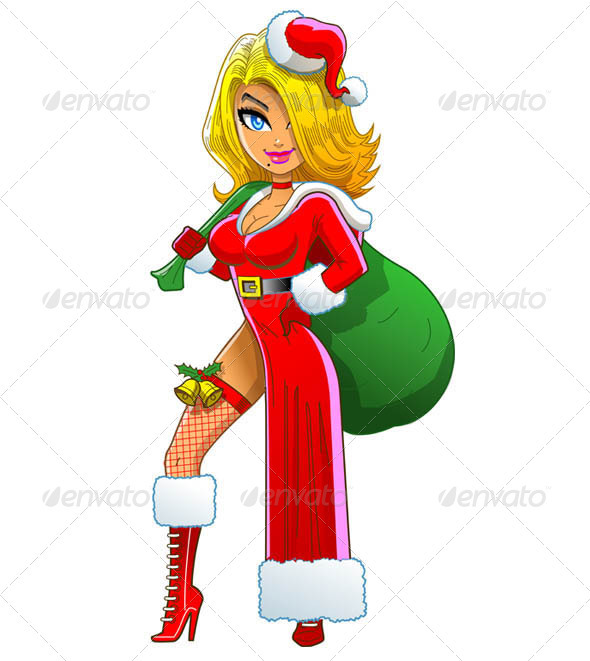 Sexy Blond Christmas Girl - Characters Vectors