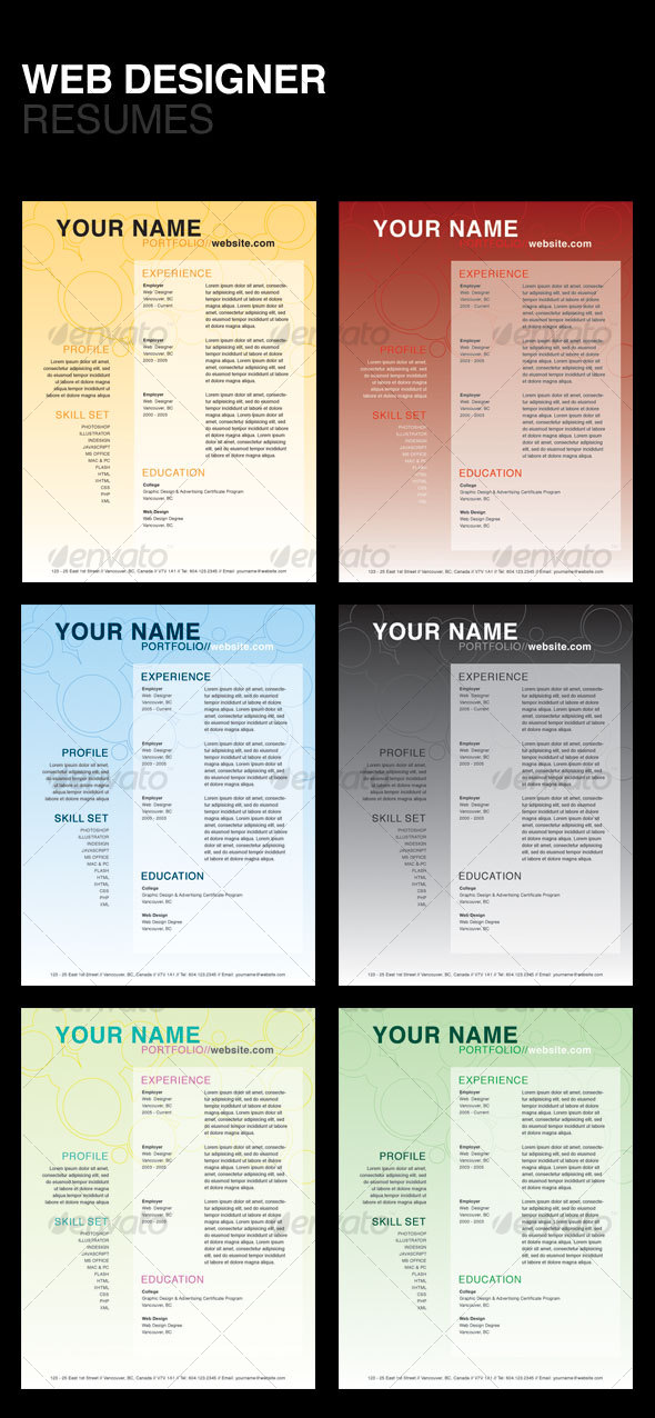 graphic design resume website
