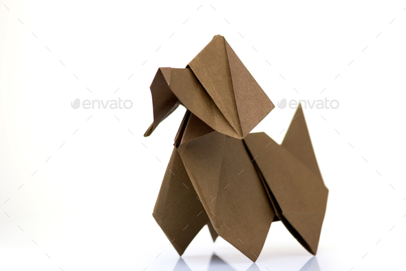 Easy dog origami figurine
