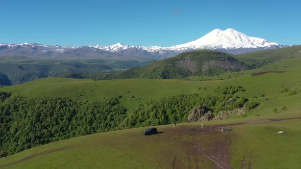 Aerial view of the  mountain peak  Elbrus
