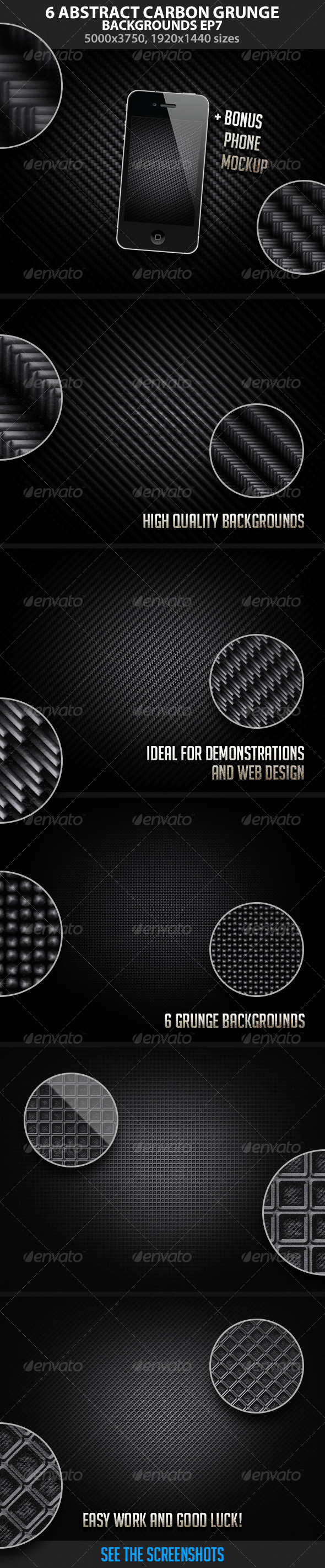 6 Abstract Carbon Grunge Backgrounds EP 7 - Abstract Backgrounds