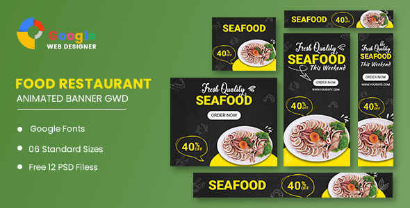 Food Restaurant Google Adwords HTML5 Banner Ads GWD