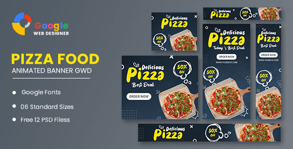 Pizza Food Google Adwords HTML5 Banner Ads GWD