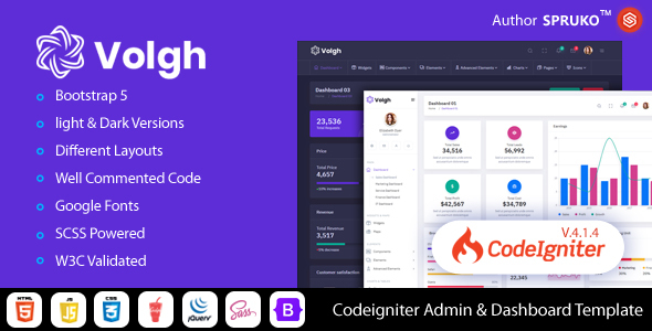 Volgh – CodeIgniter Admin & Dashboard Template