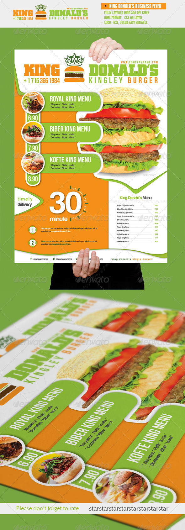 King Donald's Burger Flyer - Restaurant Flyers