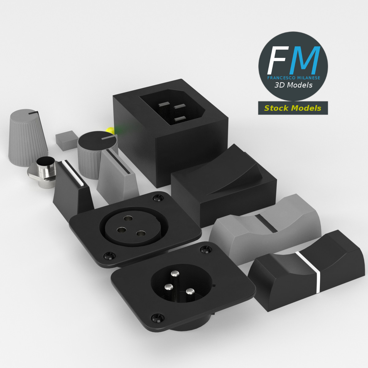 Audio mixer parts by FrancescoMilanese85 | 3DOcean