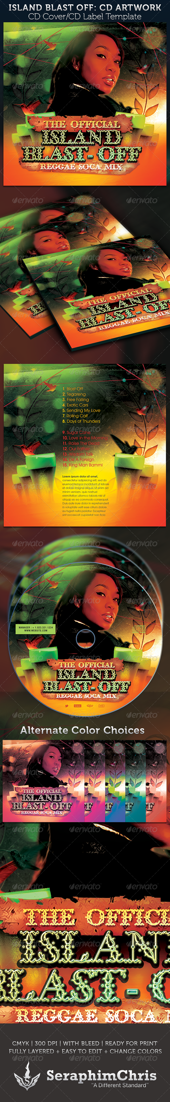 Island Blast Off: CD Cover Artwork Template - CD & DVD Artwork Print Templates