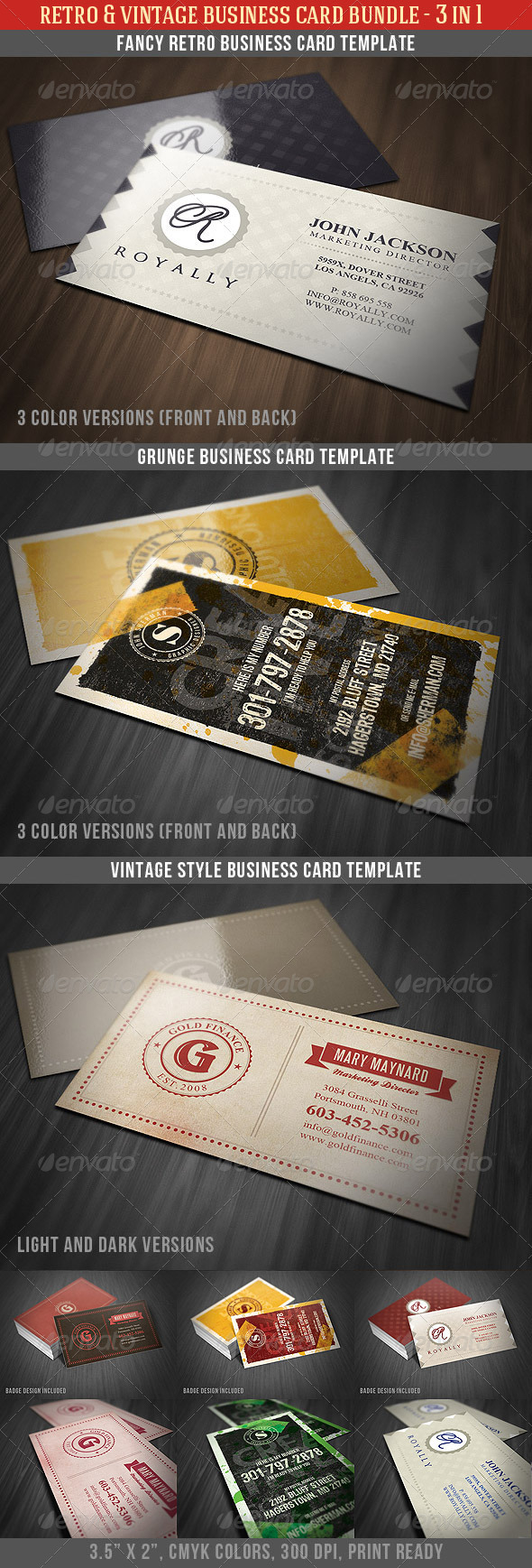 Retro & Vintage Business Card Bundle - Retro/Vintage Business Cards