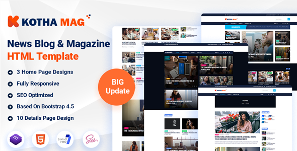 Awesome Kotha Mag - News Blog & Magazine HTML themplate