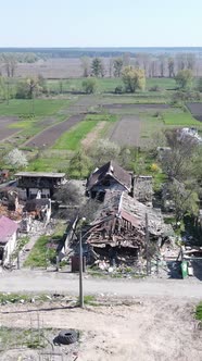 Vertical Video of a Destroyed Building in Borodyanka Ukraine alt