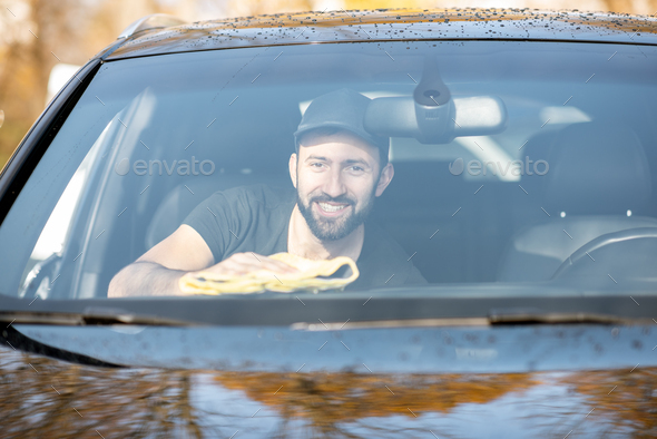 Washer cleaning car interior - Stock Photo - Images