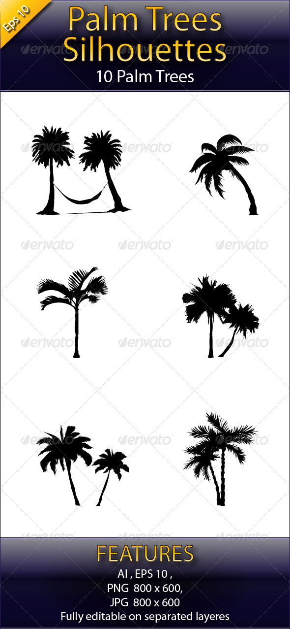 Palm Tree Silhouettes - Flowers & Plants Nature