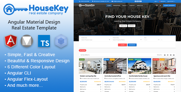 HouseKey - Angular 13 Material Design Real Estate Template