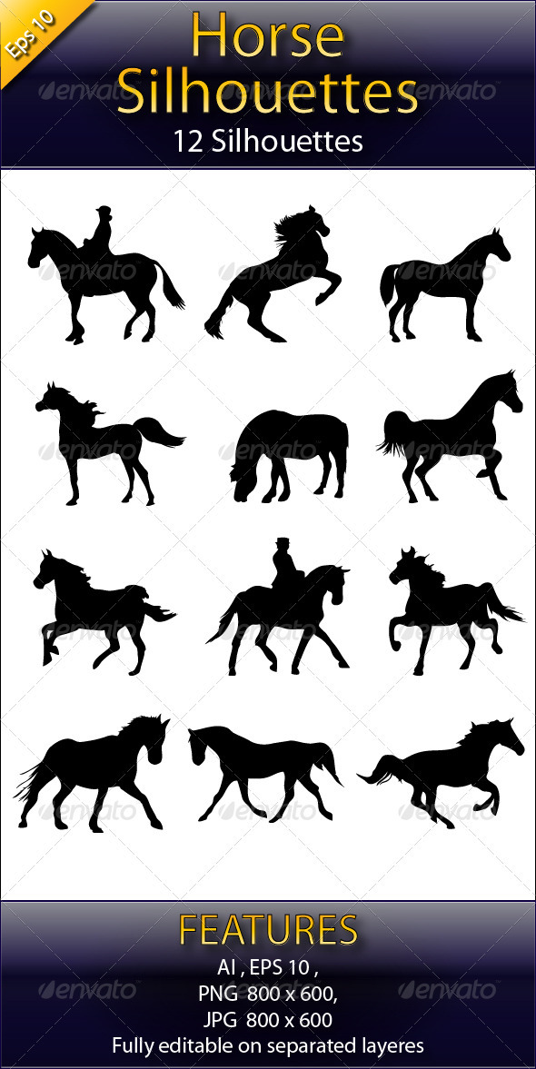 Horse Silhouettes - Animals Characters