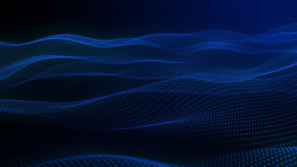 Blue Color Particle Grid Line Wave Motion Animated Background alt