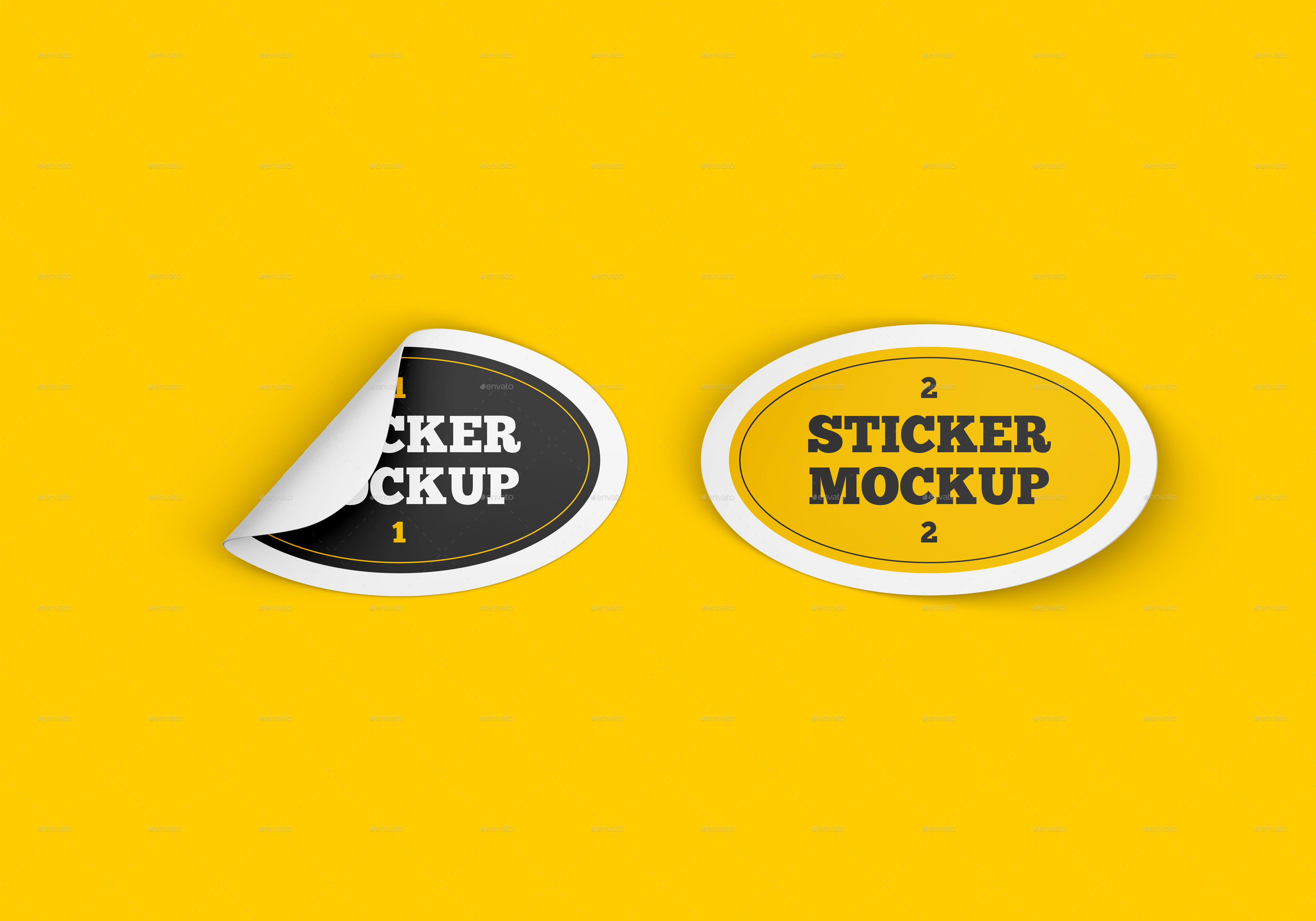 Oval Stickers Mockup Set, Graphics | GraphicRiver