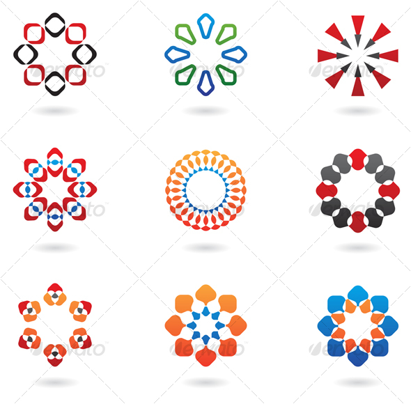 Colourful Abstract Icons and Design Elements