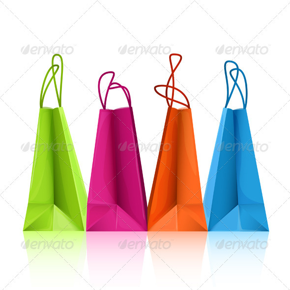 Vector colorful shopping bags - Man-made Objects Objects