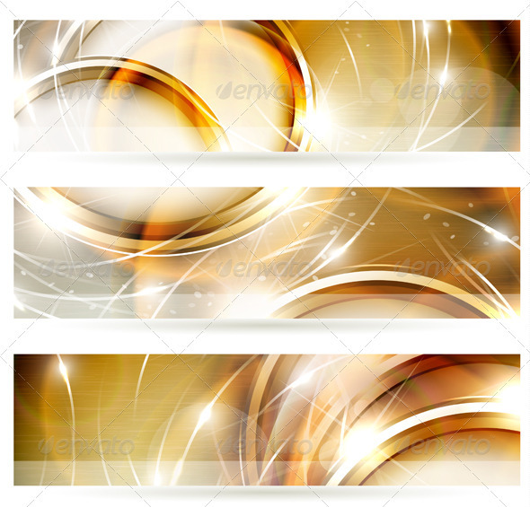Abstract golden banners set - Backgrounds Decorative
