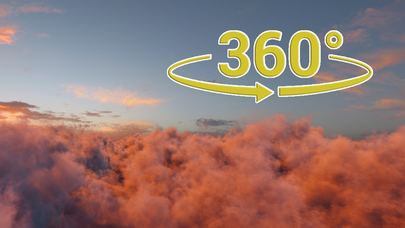 Flying In The Realistic Sunset Golden Clouds 360 Stereoscopic Panoramic 360 VR