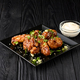 Korean fried chicken with black backdrop. - PhotoDune Item for Sale