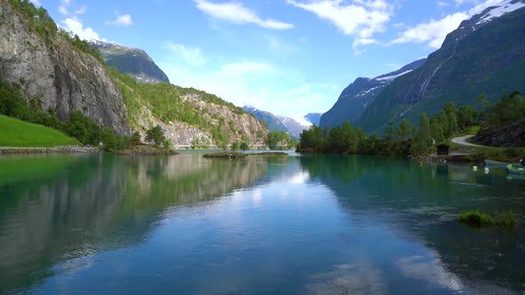 Beautiful Nature Norway Lovatnet Lake. alt