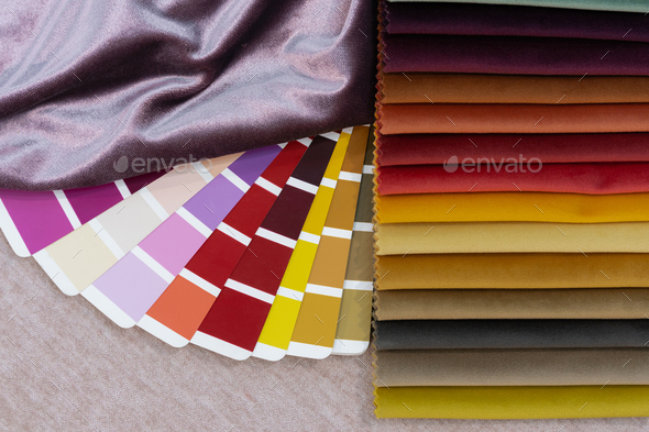 Multi Color guide palette with fabric samples. - Stock Photo - Images