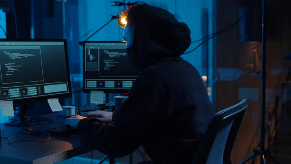 Hacker Using Computer for Cyber Attack at Night 44 alt