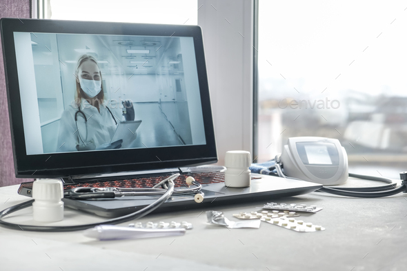 Medicine, telehealth,medical. doctor conducts a remote consultation, provides online