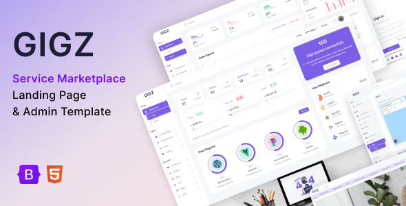 Good Gigz | HTML and VueJs Service Marketplace Landing Page & Admin Template