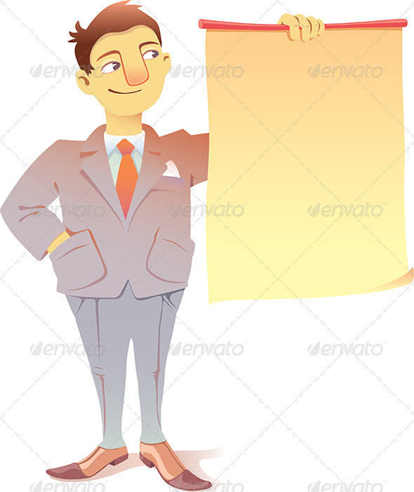 Businessman with a Blank Placard - Concepts Business