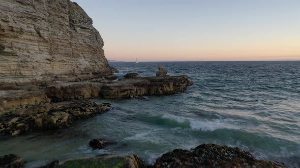 Andrew's Cliff, Cape Deslacs, Clifton Beach, Tasmania, Australia Aerial Drone 4K