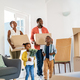 Black family with two children moving house - PhotoDune Item for Sale