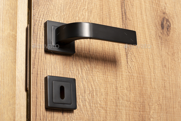 Black door handle - Stock Photo - Images