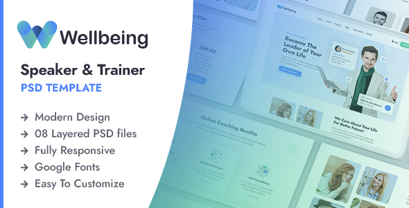 Wellbeing - Speaker & Trainer PSD Template