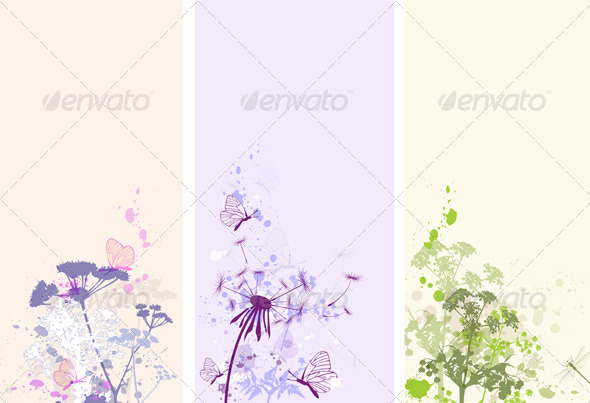 Floral Grunge Banners - Backgrounds Decorative